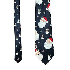 Hallmark Specialties Santa Claus Snowman Christmas Holiday Men's Tie 3.5" x 60"